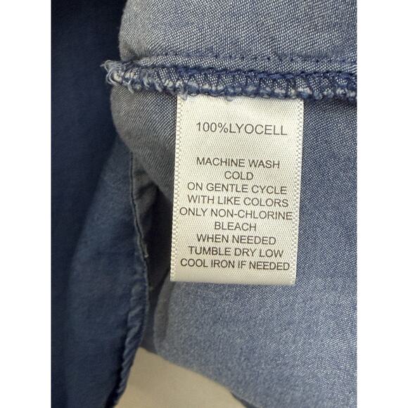 Calligraphie Women’s Blouse Top Blue Pinch Pleated Shoulders Long Sleeve Sz XL - Picture 11 of 14